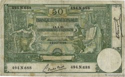 50 Francs  BELGIEN  1921 P.068b SGE