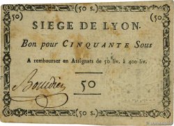 50 Sous FRANCE Regionalismus und verschiedenen Lyon 1793 Kol.137a SS