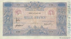 1000 Francs BLEU ET ROSE FRANCE  1912 F.36.26 VF
