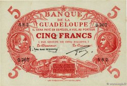 5 Francs Cabasson rouge GUADELOUPE  1943 P.07c XF