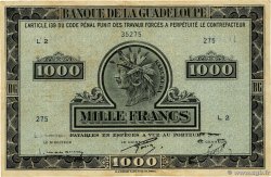 1000 Francs Karukera GUADELOUPE  1943 P.26a q.BB