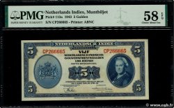5 Gulden NETHERLANDS INDIES  1943 P.113a AU