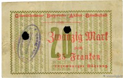20 Mark - 25 Francs LUSSEMBURGO Esch 1917 P.- BB