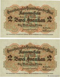 2 Francs / 1 Mark 60 Pfennig Consécutifs LUXEMBOURG  1914 P.22 UNC-