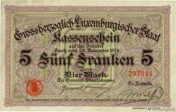 5 Francs /  4 Mark LUXEMBURG  1914 P.23 VZ