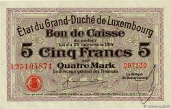 5 Francs /  4 Mark LUXEMBURG  1914 P.23 fST+