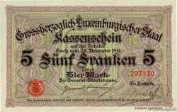 5 Francs /  4 Mark LUSSEMBURGO  1914 P.23 AU+