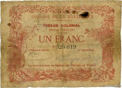 1 Franc MARTINIQUE  1884 P.02 fSGE