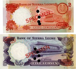 2 et 5 Leones Spécimen SIERRA LEONE  1974 P.06as et P.07as XF