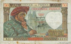 50 Francs JACQUES CŒUR FRANCE  1941 F.19.05 TB+