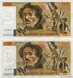 100 Francs DELACROIX Lot FRANCE  1978 F.68.03/69.01b F - VF
