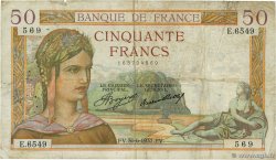 50 Francs CÉRÈS Grand numéro FRANCIA  1937 F.17.40 B