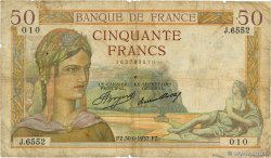 50 Francs CÉRÈS Grand numéro FRANCIA  1937 F.17.40 RC