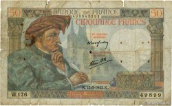 50 Francs JACQUES CŒUR Grand numéro FRANCIA  1942 F.19.20 q.B