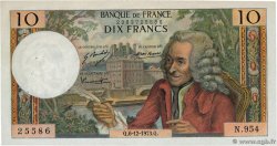 10 Francs VOLTAIRE Grand numéro FRANCE  1973 F.62.65 XF+