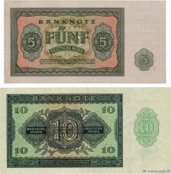 5 et 10 Deutsche Mark Lot ALLEMAGNE RÉPUBLIQUE DÉMOCRATIQUE  1948 P.12b et P.17 pr.NEUF