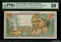 5 Nouveaux Francs sur 500 Francs Pointe à Pitre FRENCH ANTILLES  1962 P.04 MBC