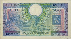 500 Francs - 100 Belgas BELGIO  1943 P.124 q.SPL