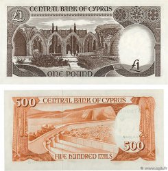 500 Mils et 1 Pound Lot CYPRUS  1982 P.45a et P.50 UNC-