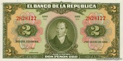 2 Pesos Oro COLOMBIA  1950 P.390c XF+