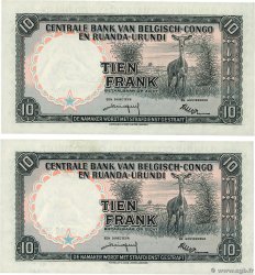 10 Francs Consécutifs BELGIAN CONGO  1959 P.30b XF+