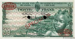 20 Francs Spécimen BELGIAN CONGO  1959 P.31s AU