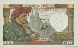 50 Francs JACQUES CŒUR FRANCE  1941 F.19.06 AU