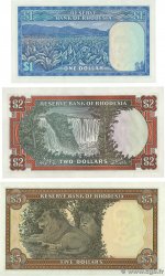 1, 2 et 5 Dollars Lot RHODESIEN  1977 P.34c, P.35b et P.36b fST+