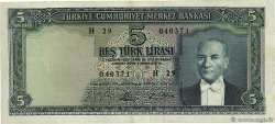 5 Lira TURKEY  1965 P.174 F+