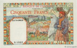 50 Francs ALGERIA  1942 P.087 q.FDC
