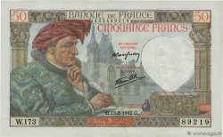 50 Francs JACQUES CŒUR FRANCE  1942 F.19.20 XF