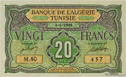 20 Francs TUNESIEN  1948 P.22 ST