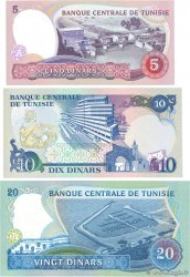 5, 10, 20 Dinars Lot TUNESIEN  1983 P.79 au P.81 fST+
