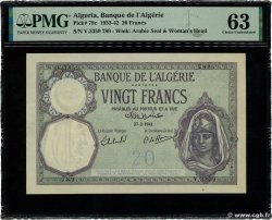 20 Francs ALGERIA  1941 P.078c UNC-