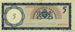 5 Gulden NETHERLANDS ANTILLES  1962 P.01a AU+
