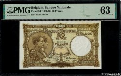 20 Francs BELGIEN  1922 P.094 fST+