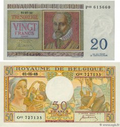20 et 50 Francs Lot BELGIQUE  1948 P.132a et P.133a