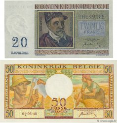 20 et 50 Francs Lot BELGIEN  1948 P.132a et P.133a ST