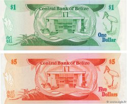 1 et 5 Dollars Lot BELIZE  1986 P.46b et P.47b UNC-