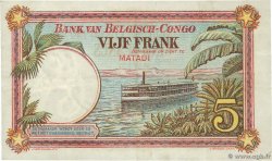 5 Francs BELGIAN CONGO Matadi 1926 P.08c VF