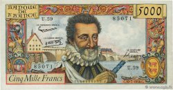 5000 Francs HENRI IV FRANCE  1958 F.49.07 pr.SUP