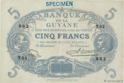 5 Francs Cabasson bleu Spécimen FRENCH GUIANA  1947 P.01es XF+