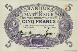 5 Francs Cabasson violet MARTINIQUE  1946 P.06 MBC+