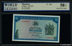 1 Dollar RHODESIEN  1974 P.30i fST