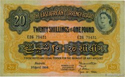 20 Shillings - 1 Pound EAST AFRICA  1954 P.35 VF-