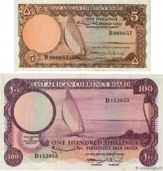 5 et 100 Shillings Lot AFRICA DI L EST BRITANNICA   1964 P.45a et P.48a