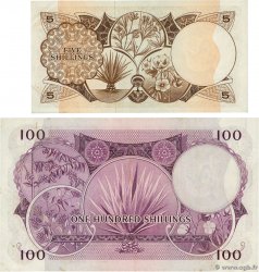 5 et 100 Shillings Lot EAST AFRICA (BRITISH)  1964 P.45a et P.48a VF
