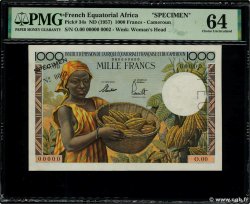 1000 Francs Spécimen AFRIQUE ÉQUATORIALE FRANÇAISE  1957 P.34s SC+