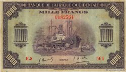 1000 Francs FRENCH WEST AFRICA (1895-1958)  1942 P.32a F+