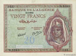 20 Francs ALGERIEN  1945 P.092b VZ